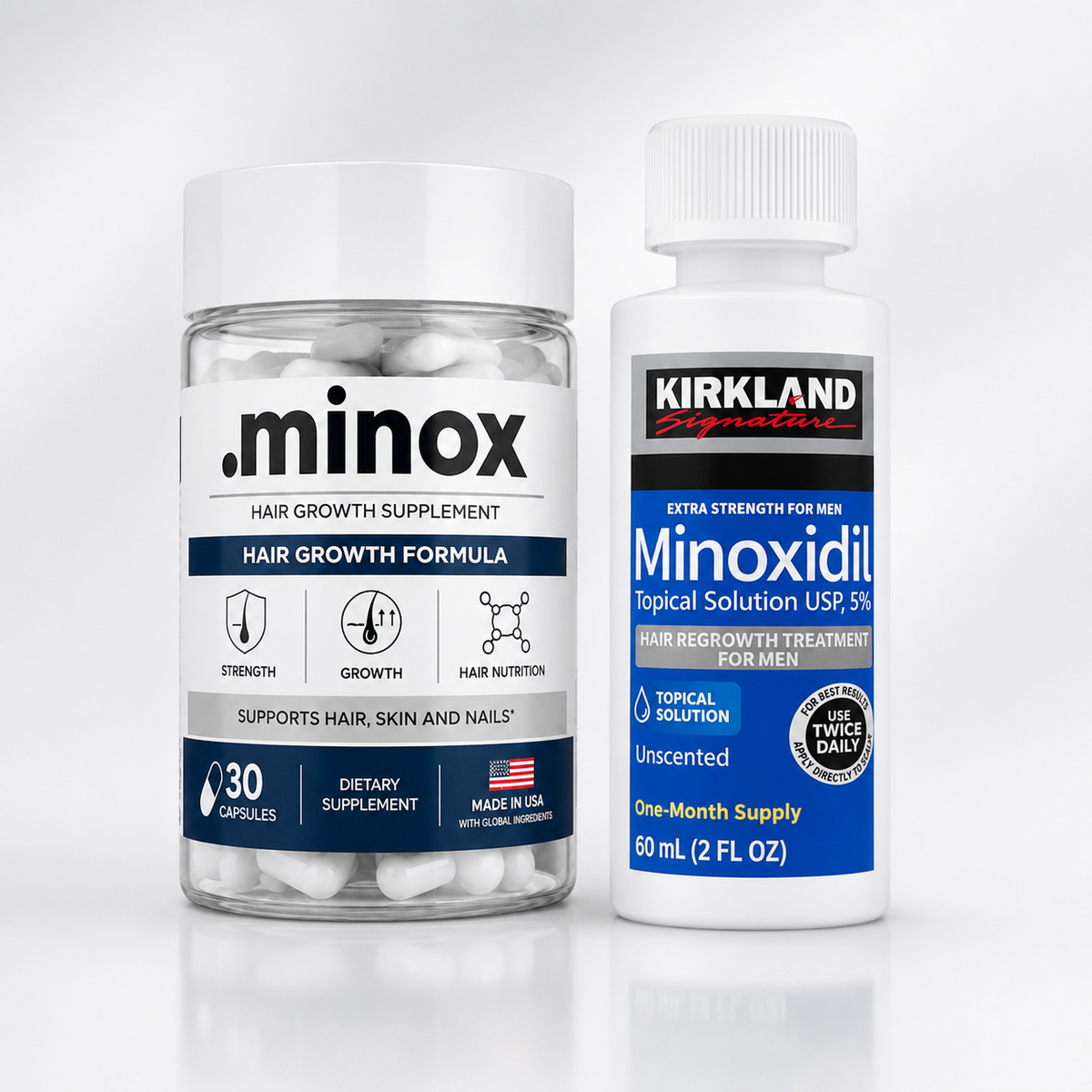 Minoxidil Kirkland + Vitamina Capilar Ponto Minox |