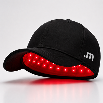 Boné LED capilar .minox preto com luzes vermelhas na parte interna