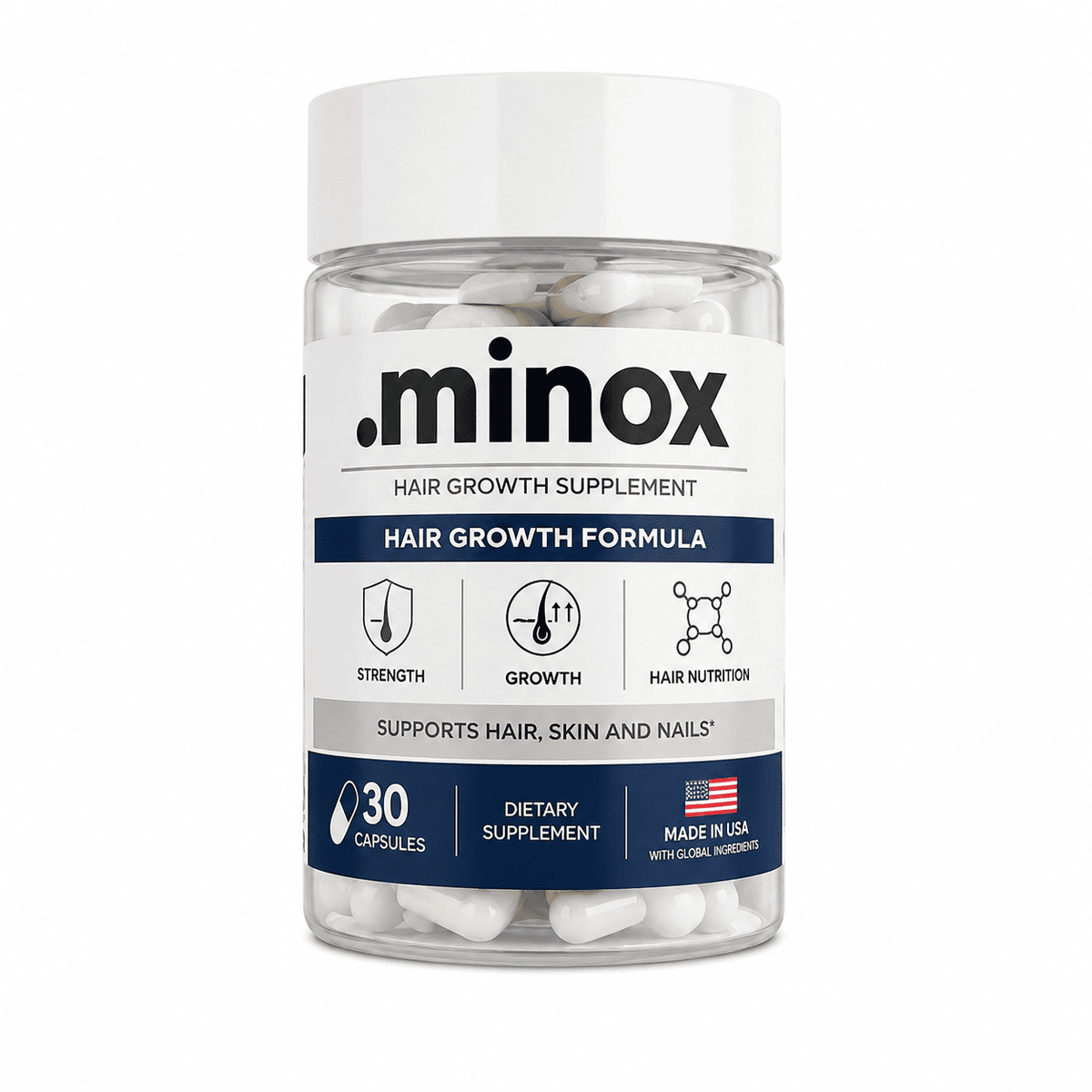 Pote de Vitamina Capilar .minox com 30 cápsulas